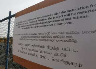Work stops on Colombo Port City project