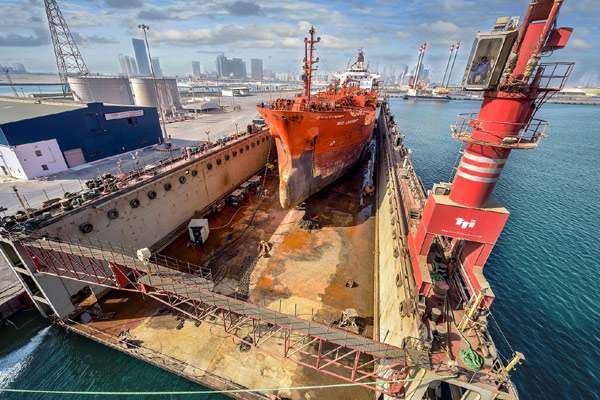 The ADSB floating dock in Mina Zayed is now handling chemical tankers