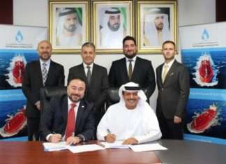 Joint venture agreement signed between Khamis Juma Buamim of Gulf Navigation and Aydin Alaftan of Polimer in Dubai