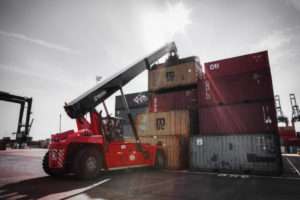 A Kalmar reach stacker of the type that will be operated at Hamad Port