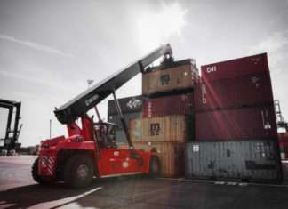 A Kalmar reach stacker of the type that will be operated at Hamad Port