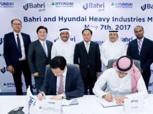 The MOU between HHI and Bahri being signed at the latter's Riyadh headquarters