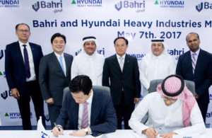 The MOU between HHI and Bahri being signed at the latter's Riyadh headquarters