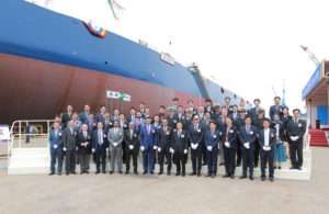Officials from Bahri and HHI gather to mark the delivery of the VLCC Maharah