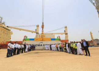 Port and shipping company executives gather at Duqm to mark the initial CMA CGM container consignment
