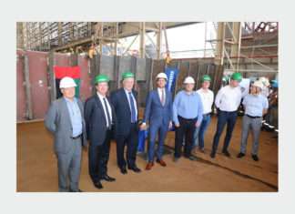 Executives from RAK Ports and Damen Shipyards Sharjah attending the keel-laying ceremony