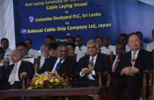 A keel laying ceremony for the new cable layer was held at Colombo Dockyard on September 7th