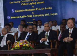A keel laying ceremony for the new cable layer was held at Colombo Dockyard on September 7th
