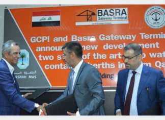 Enrique K. Razon Jr, chairman and president of ICTSI (far left); Chief Riyadh, director, General Company for Ports of Iraq (centre); and Eng. Ali Kh. Khalaf, Basra Mas chief executive, after signing the expansion agreement