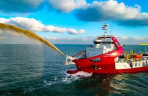 The dredger Shanti Sagar on sea trials prior to its delivery to Adani Ports