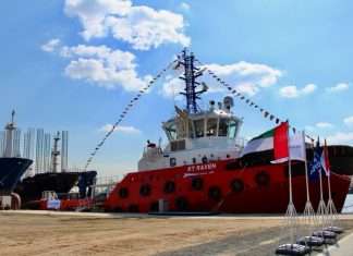 RT Raven alongside at Albwardy Damen’s Sharjah yard prior to delivery