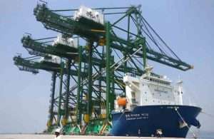 The three new container cranes arriving at BMCT in Nhava Sheva