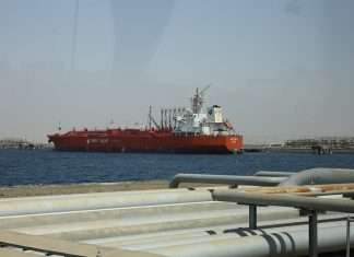 The 45,000 dwt chemical tanker NCC Amal leaving the port of Rabigh carrying the landmark shipment