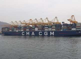 CMA CGM’s Antoine De Saint Exupery on its maiden call at the Khorfakkan Container Terminal (KCT)