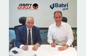 Abdel Aziz Sabri, president, Mideast Ship Management, and Andrew Shaw of ASRY sign the framework agreement for the repair of Bahri’s fleet