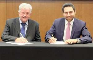 Haitham Mattar, chief executive of Ras Al Khaimah Tourism Development Authority (RAKTDA) and Captain Clifford Brand, chief executive of RAK Ports, signing the new MOU