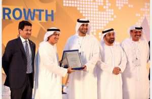 (from left to right) Trevor Pereira, The Maritime Standard; H.E. Dr. Ali Obaid Al Yabhouni, UAE Ambassador to the People’s Republic of China; Capt. Abdulkareem Al Masabi, ADNOC Logistics & Services; H.E. Dr. Abdullah Salem Alkatheeri, FTA; Khamis Juma Buamim, Gulf Navigation Holding