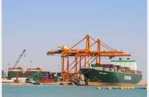 The containership Ever Useful alongside Berth 27 at Basra Gateway Terminal