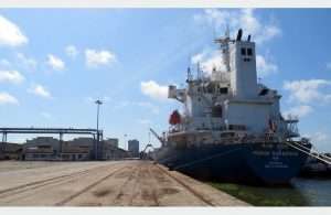 The bulk carrier Penna Suraksha making the maiden call at Cochin’s latest cement terminal