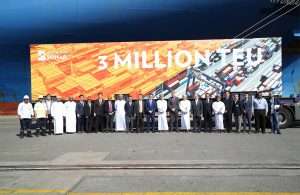 Senior management and guests celebrating the 3million container handled at Hutchison Ports Sohar