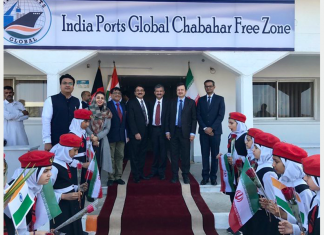 A small ceremony was held to mark the opening of the India Ports Global Limited’s office in Chabahar, Iran