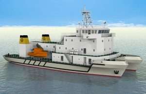 A computer-generated image of the new pilot station craft being built for Iraq at Colombo Dockyard