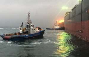 JAK ASD tugs handling the first VLCC under the new agreement on morning of 1st March