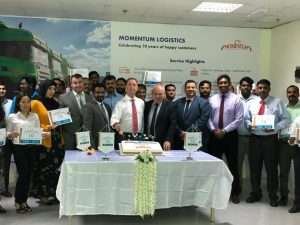 The Momentum logistics team celebrating the company’s 10th anniversary