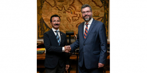 Sultan Ahmed Bin Sulayem meeting the Brazilian Minister of Foreign Affairs Ernesto Henrique Fraga Araujo