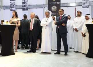 Executives from Gallega, ADP and Kizad at the opening ceremony for the new logistics facility