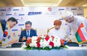 Abdulrahman Al Hatmi signing the contract to build three new VLCCs at DSME
