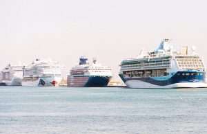 The cruise terminal at Mina Rashid recently handled five cruiser liners simultaneously