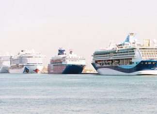 The cruise terminal at Mina Rashid recently handled five cruiser liners simultaneously
