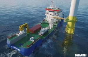 A computer generated image of the new DMB 8020 that Albwardy Damen will build in the UAE
