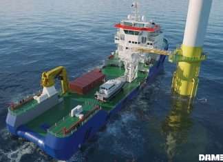 A computer generated image of the new DMB 8020 that Albwardy Damen will build in the UAE