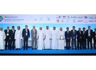 (Left to Right): Clive Woodbridge, The Maritime Standard; Capt. Mohamed Al Ali, ADNOC Logistics & Services; Rashid Isa Rishi Al Heddi, Seamaster Maritime; Capt. Anoop Kumar Sharma, Former Chairman of The Shipping Corporation of India; Eng. Waleed Altamimi, Emirates Classification Society-Tasneef; Michael Jorgensen, Oman Shipping Company; Jesper Kjaedegaard, Marcura Group; Ali Shehab, Kuwait Oil Tanker Company; Capt. Abdulkareem Al Masabi, ADNOC Logistics & Services; H.E. Eng. Ahmed Al Khoori, Federal Transport Authority-Land & Maritime; Abdulla Bin Damithan, DP World, UAE Region; Trevor Pereira, The Maritime Standard; Matthieu de Tugny, Bureau Veritas Group; Rajiv Agarwal, Essar Ports; Capt. Zarir Irani, Constellation Marine; Anders Østergaard, Monjasa; Pawan Sahabi, DNV GL; Kirsty Cattanach, Baker McKenzie Habib Al Mulla