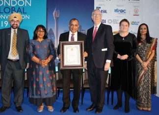 Eugene Mayne and other members of the Tristar team receiving the Golden Peacock Special Commendation for sustainability