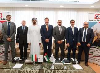Shams Al Dhaheri, group managing director of Ali & Sons, together with executives from Rosetti Group