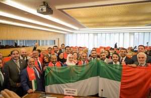 The UAE delegation celebrating its success at IMO