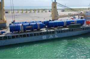 The SAL heavylift vessel Lone arriving at Duqm port