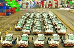 The newly delivered terminal tractors at RSGT in Jeddah