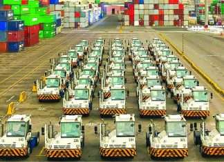 The newly delivered terminal tractors at RSGT in Jeddah