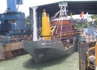 The buoy tender vessel, Al-Faw, being launched in Colombo