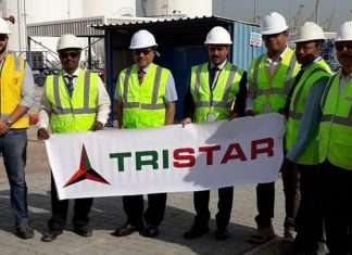 Eugene Mayne, Tristar CEO, officially starts construction of the new chemical storage tanks at JAFZA