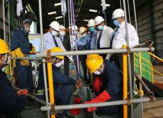 The keel laying ceremony was held in a health-conscious way