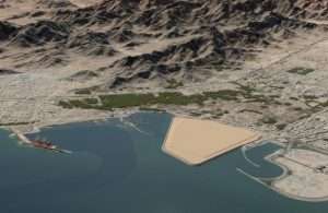 Computer enhanced image showing the site of the new Dibba Bulk Terminal in Fujairah