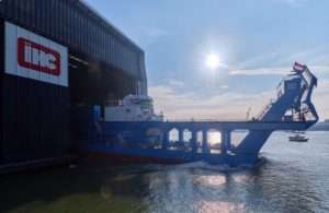 Hussein Tantawy being launched at the IHC shipyard in the Netherlands