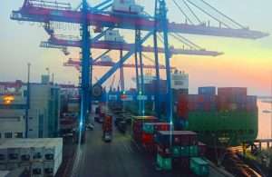 The container vessel Barbara during its maiden call at PICT