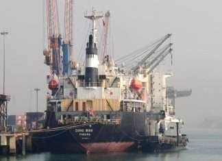 The bulk carrier Dong Minh berthed alongside at Paradip