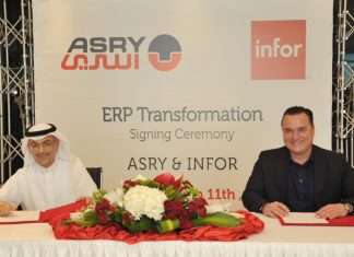 The contract was signed by Mazen Matar, the Managing Director of ASRY, Jeorg Jung, the Executive Vice President for EMEA at Infor in the presence of a number of officials from both companies.